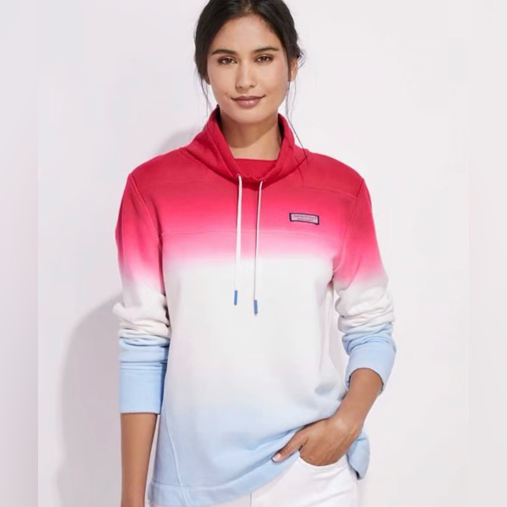 Vineyard Vines women's Americana dip-dye surf shep shirt pullover